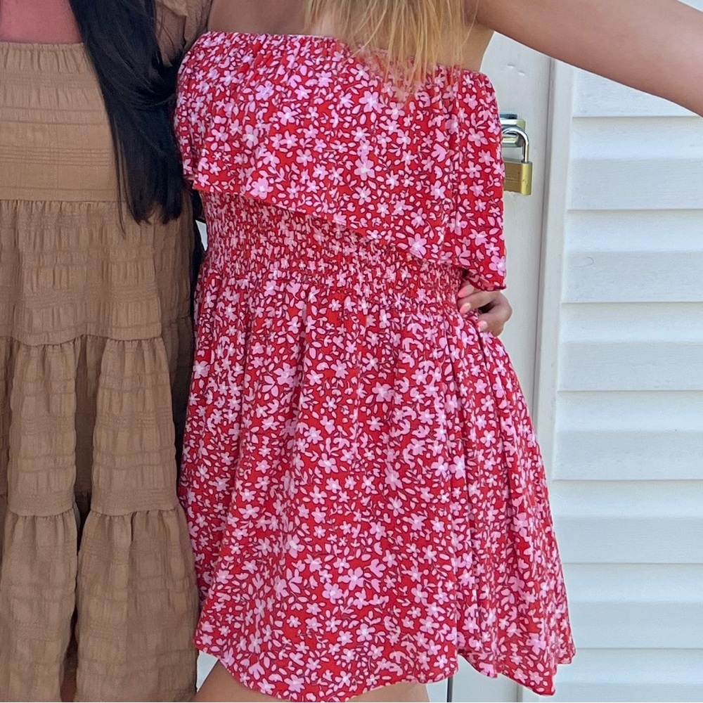 Floral Red Women's Romper